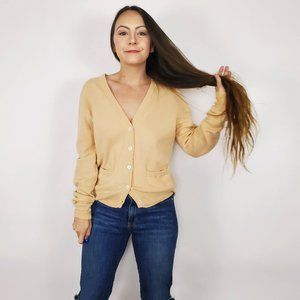 Vintage 100% Cashmere Golden Cream Cardigan V neck